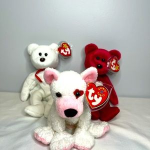 TY Beanie Babies Valentino & Valentina the Bear + Cupid